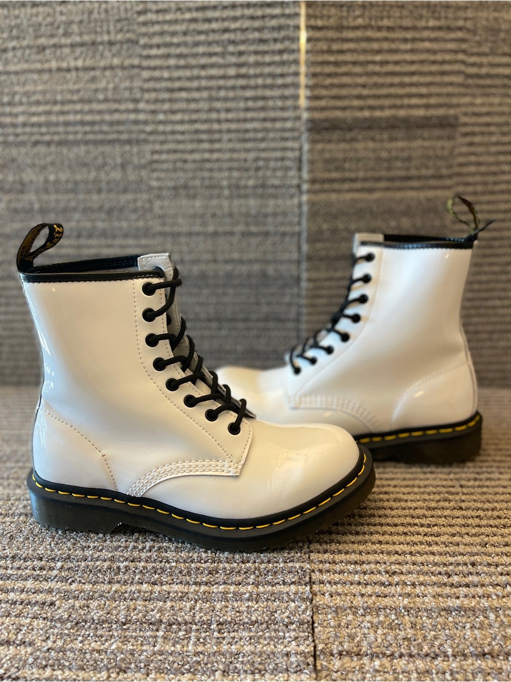 Dr. Martens 1460 White Patent 8-Eye Combat Boots Women’s 8
